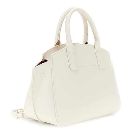 BORSA A MANO IN MATERIALE SINTETICO EFFETTO SAFFIANO, CON INTERNO IN CONTROCOLO