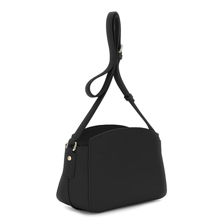 BORSA A TRACOLLA IN MATERIALE SINTETICO EFFETTO SAFFIANO, CON INTERNO IN CONTRO