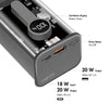 Power Bank 10000 mAh 1x USB-A 1x USB-C&trade con Display PD & QC Trasparente
