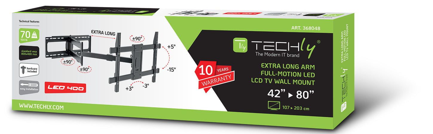 Supporto a Muro Extra Long Full Motion per TV 42-80''