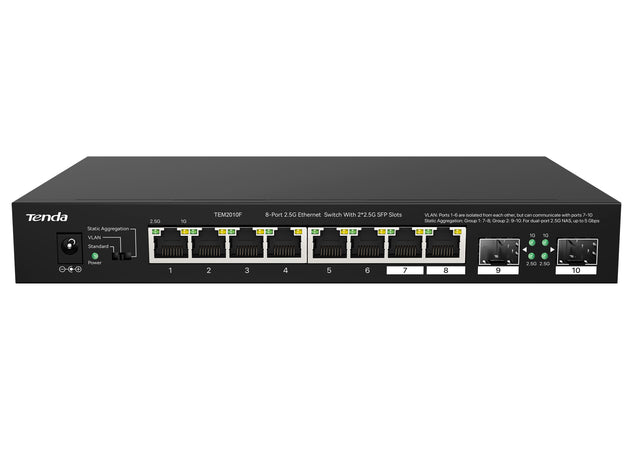 Switch con 8 porte 2.5G Ethernet e 2 slot SFP da 2.5G, TEM2010F
