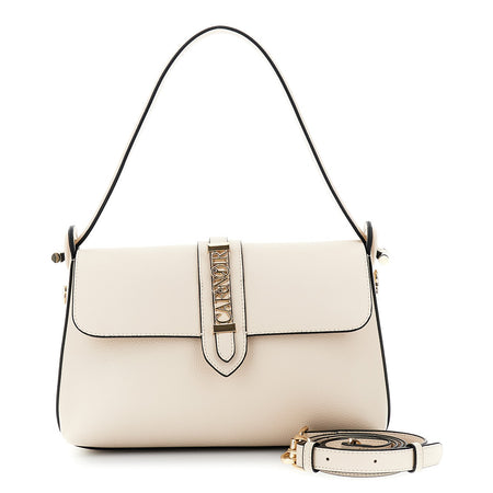 BORSA A SPALLA CON PATTINA IN SINTETICOEFFETTO PELLE CON OCCHIELLI RIVESTITI, P