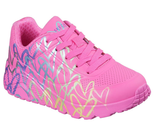 Skechers Uno Lite Sneaker Bambina 314098L HPMT, Scarpe Sportive Comode, Colore Hot Pink