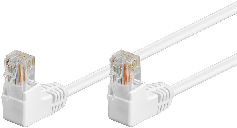 Cavo di rete Patch Angolato 90&deg CCA Cat. 5e Bianco UTP 3 m