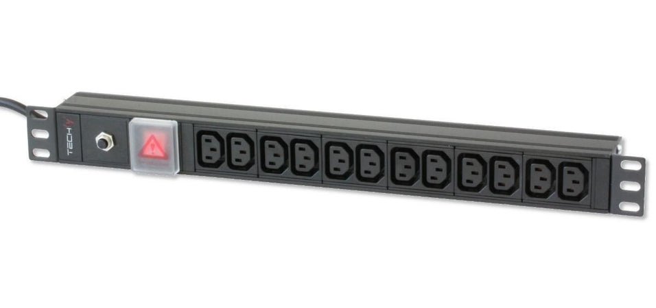 Multipresa 12 Posti VDE da Rack 19'' con Interruttore Spina C20 1U