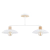 Plafoniera Nordica Kobe 2 Luci In Legno E Acciaio Bianco