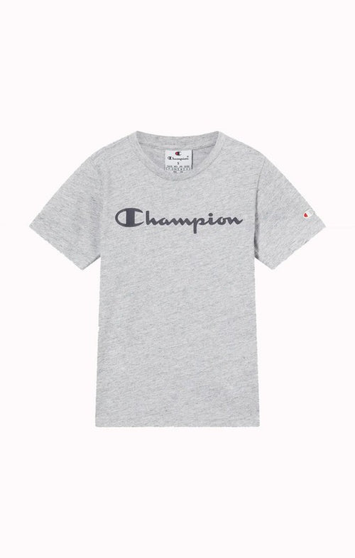 Champion Script Shop - Maglietta a Maniche Corte da Ragazzo,Grigio