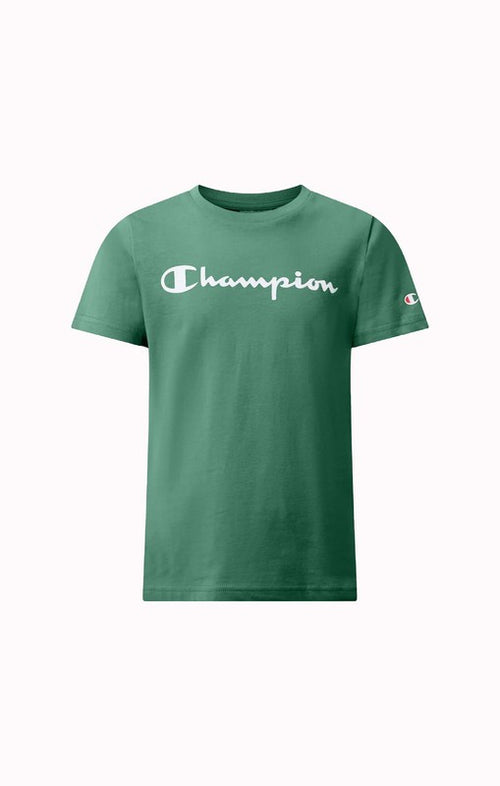 Champion Script Shop - Maglietta a Maniche Corte da Ragazzo,Verde