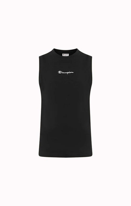 Champion Script Shop - Maglietta senza Maniche da Ragazzo,Nero
