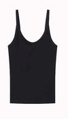 Canotta Donna Icons a Costina Stretch Nera – Vestibilità Fitted con Logo Ricamato