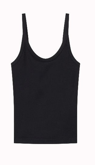 Canotta Donna Icons a Costina Stretch Nera – Vestibilità Fitted con Logo Ricamato