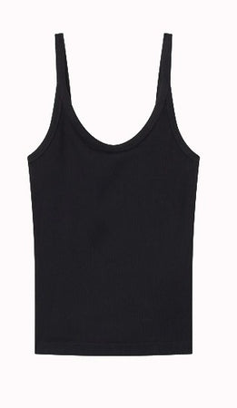 Canotta Donna Icons a Costina Stretch Nera – Vestibilità Fitted con Logo Ricamato