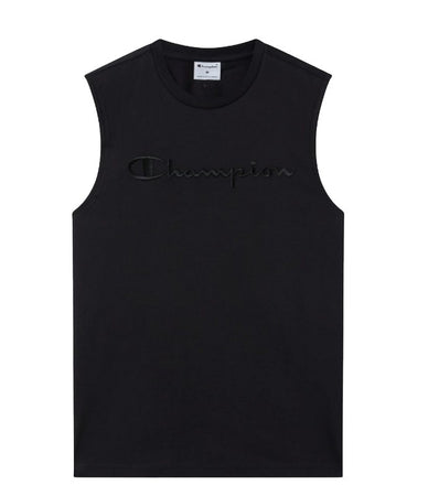 Champion T-shirt smanicata uomo Champion Icons in cotone – Relax Fit, girocollo con logo ricamato Nero
