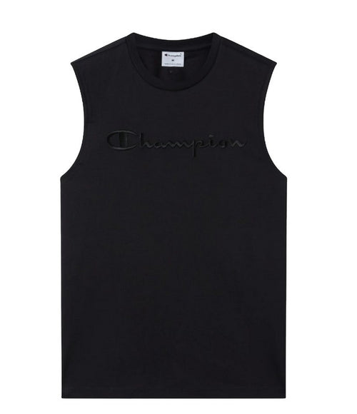 Champion T-shirt smanicata uomo Champion Icons in cotone – Relax Fit, girocollo con logo ricamato Nero