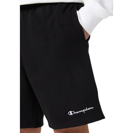Bermuda uomo Champion Icons in cotone – Jersey morbido, vita elasticizzata con coulisse Nero