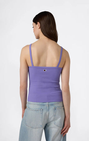 Canotta Donna Icons a Costina Stretch Lilla – Vestibilità Fitted con Logo Ricamato