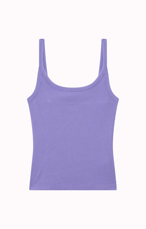 Canotta Donna Icons a Costina Stretch Lilla – Vestibilità Fitted con Logo Ricamato