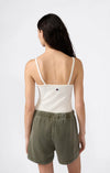 Canotta Donna Icons a Costina Stretch Panna – Vestibilità Fitted con Logo Ricamato