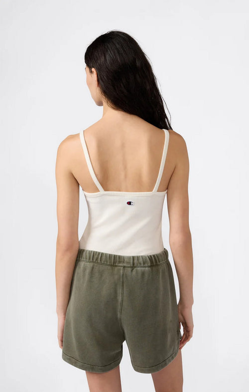 Canotta Donna Icons a Costina Stretch Panna – Vestibilità Fitted con Logo Ricamato