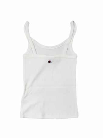 Canotta Donna Icons a Costina Stretch Panna – Vestibilità Fitted con Logo Ricamato