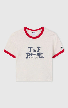 T-shirt crop donna Champion girocollo – Crop top manica corta stile casual moderno Panna ys160