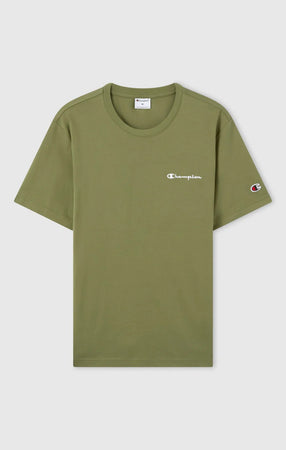Champion T-shirt uomo in cotone logo piccolo Verde