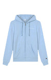 Champion Felpa Donna con Cappuccio e Zip Slim Fit Icons con Tasche, Logo Ricamato e Patch “C” Azzurro