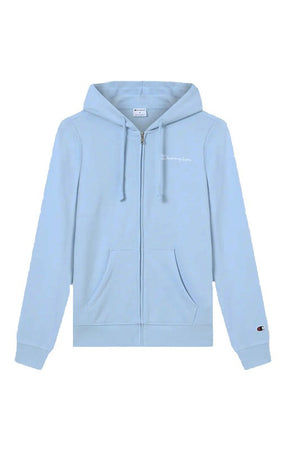 Champion Felpa Donna con Cappuccio e Zip Slim Fit Icons con Tasche, Logo Ricamato e Patch “C” Azzurro