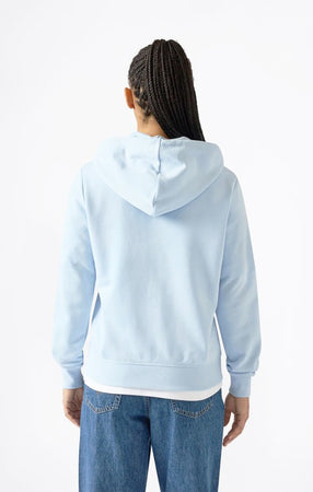 Champion Felpa Donna con Cappuccio e Zip Slim Fit Icons con Tasche, Logo Ricamato e Patch “C” Azzurro