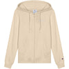 Champion Felpa Donna con Cappuccio e Zip Slim Fit Icons con Tasche, Logo Ricamato e Patch “C” Beige