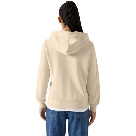 Champion Felpa Donna con Cappuccio e Zip Slim Fit Icons con Tasche, Logo Ricamato e Patch “C” Beige