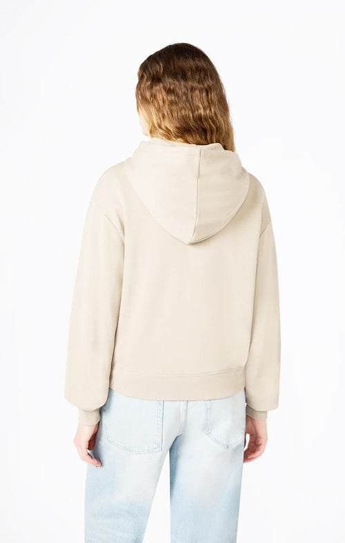 Champion Felpa Donna con Cappuccio e Zip Icons Oversize Casual con Tasche e Logo Ricamato Beige
