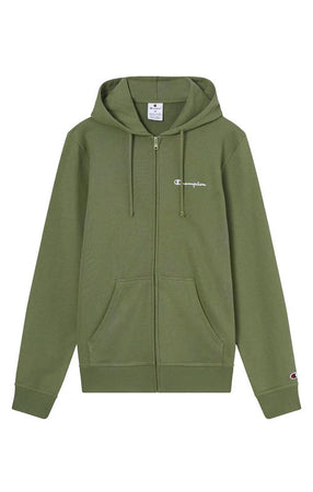 Champion Felpa Uomo con Cappuccio e Zip Icons Regular Fit in Cotone e Poliestere 310 g con Tasche e Logo Ricamato Verde