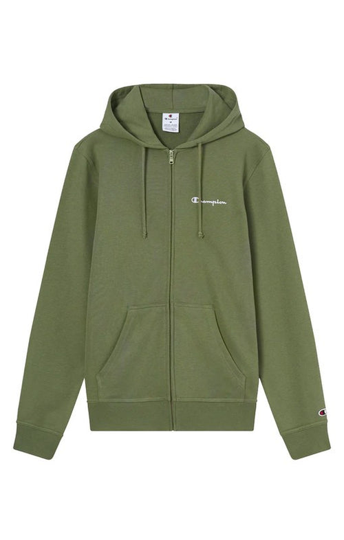 Champion Felpa Uomo con Cappuccio e Zip Icons Regular Fit in Cotone e Poliestere 310 g con Tasche e Logo Ricamato Verde