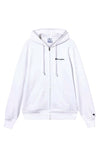 Champion Felpa Uomo con Cappuccio e Zip Icons Regular Fit in Cotone e Poliestere 310 g con Tasche e Logo Ricamato Bianco