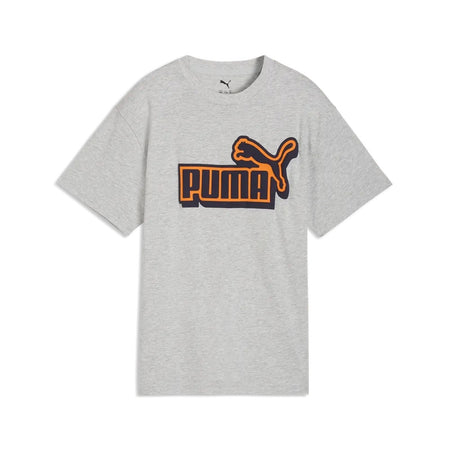 Puma T-Shirt Bambino Classics Grafica in Cotone Manica Corta Casual Regular Fit Grigio