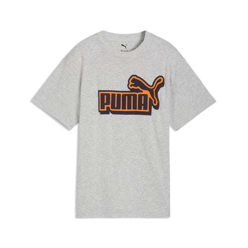 Puma T-Shirt Bambino Classics Grafica in Cotone Manica Corta Casual Regular Fit Grigio