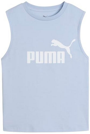 Puma Canotta Donna Sportiva Slim Fit in Cotone – Tank Top Girocollo con Logo N.1 Azzurro