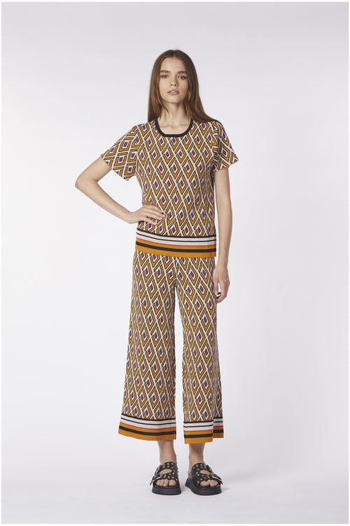 MAGLIA MANICA CORTA LAVORAZIONE JACQUARD DISEGNO GEOMETRICO