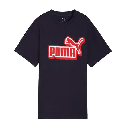 Puma T-Shirt Bambino Classics Grafica in Cotone Manica Corta Casual Regular Fit Blu