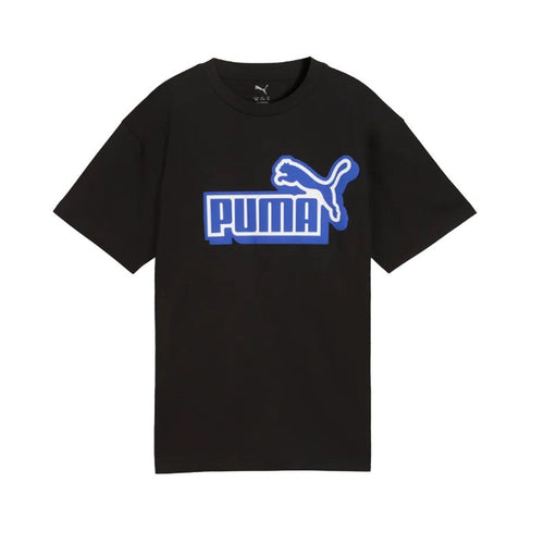 Puma T-Shirt Bambino Classics Grafica in Cotone Manica Corta Casual Regular Fit Nero