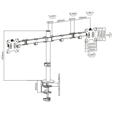 Supporto da Scrivania per 2 Monitor 13-32'' a Morsetto
