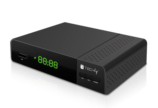 Decoder Ricevitore Digitale Terrestre DVB-T/T2 H.265 HEVC 10bit con Display e Telecomando Universale 2 in 1