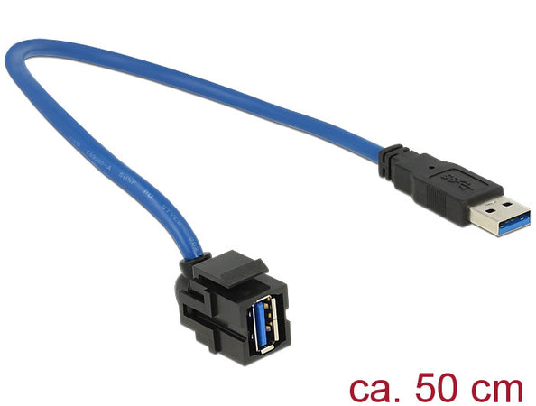 Modulo Keystone USB 3.0 A Maschio / Femmina 250&deg con Cavo