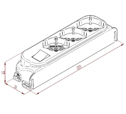 Presa Multipla a 3 Posti Italiana Bipasso con Interruttore Bianco