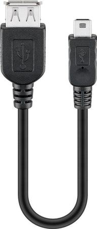 Cavo USB 2.0 A femmina/mini B 5 pin maschio 0,2 m Nero