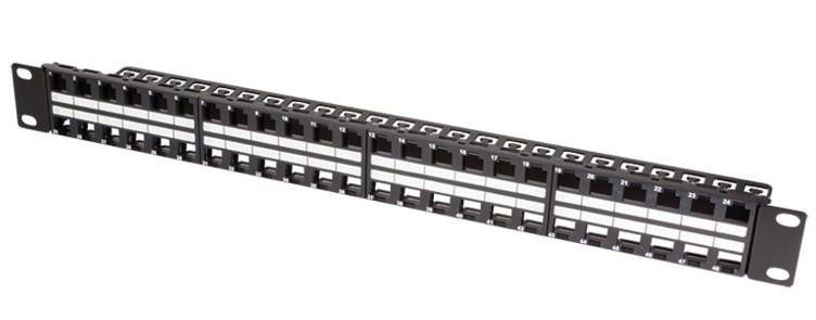 Pannello Patch 48 Posti 1HE Keystone Slim Senza Frutti Nero