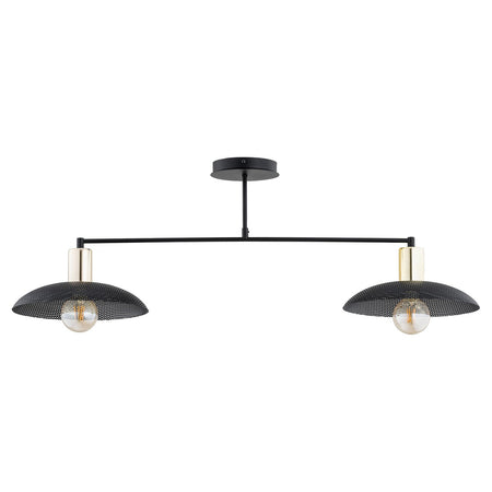 Plafoniera Contemporanea Spirit 2 Luci In Acciaio Oro E Nero