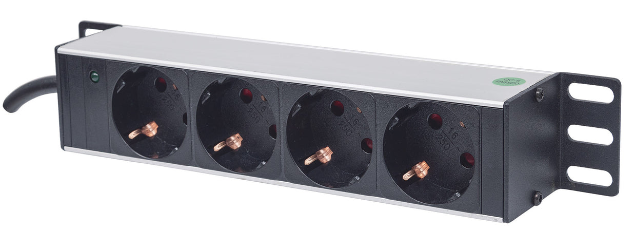 Multipresa Schuko 4 posti da Rack 10'' con Spina Schuko Angolata 1U