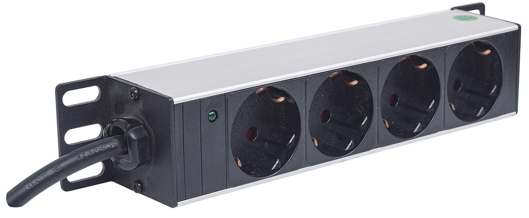 Multipresa Schuko 4 posti da Rack 10'' con Spina Schuko Angolata 1U